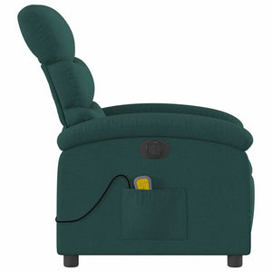 vidaXL Electric Massage Armchair Dark Green Fabric