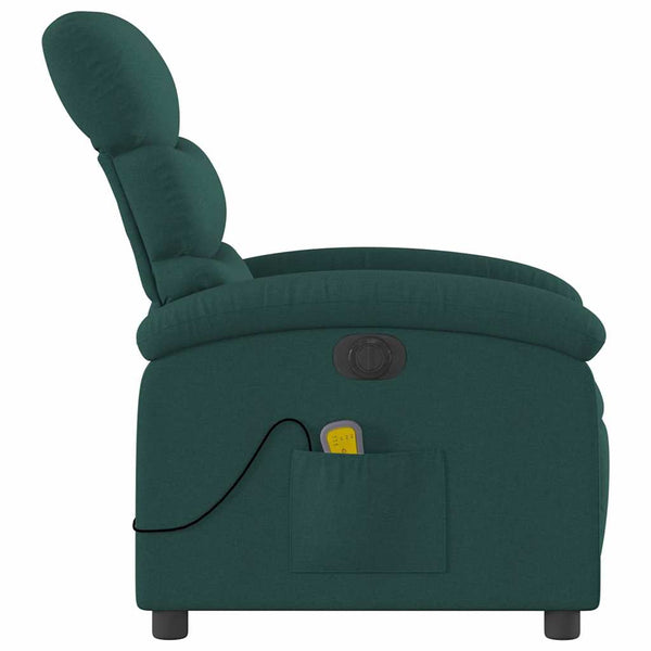 vidaXL Electric Massage Armchair Dark Green Fabric