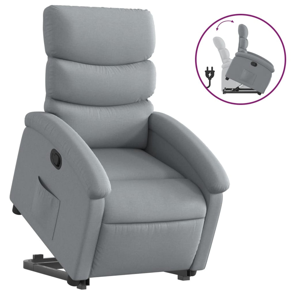 vidaXL Lift Recliner Light Grey Fabric