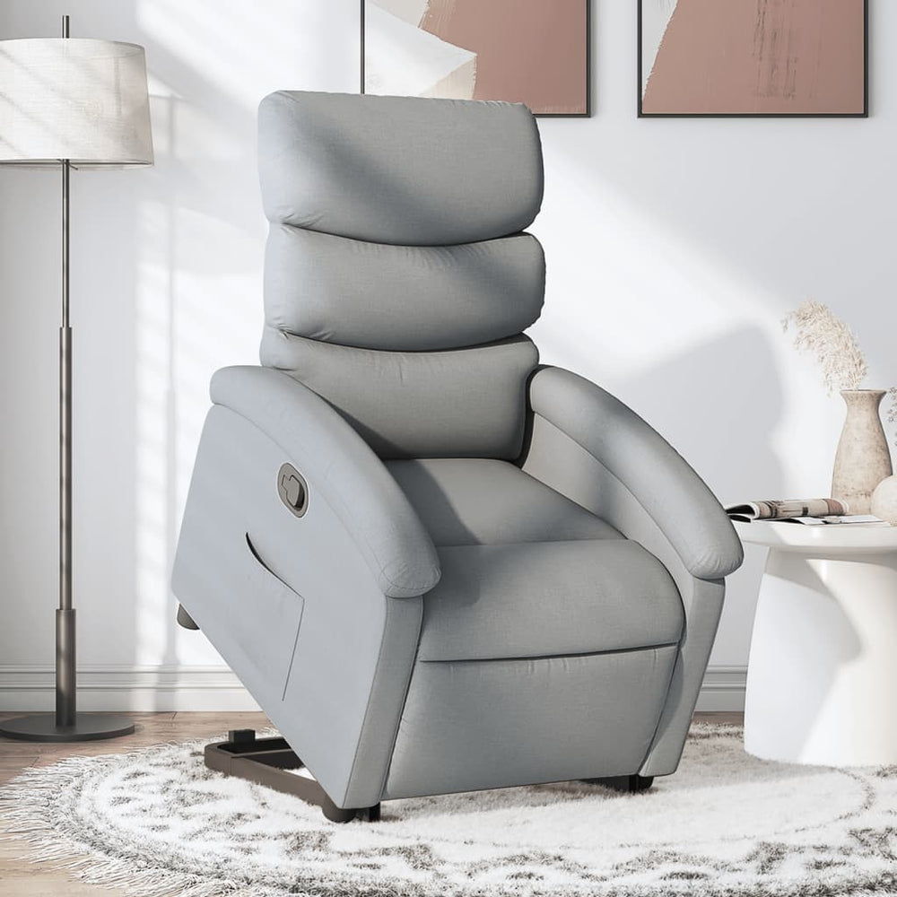 vidaXL Lift Recliner Light Grey Fabric