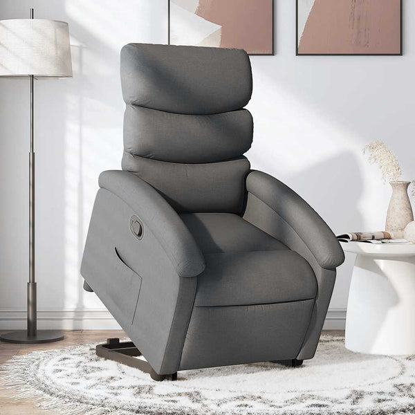 vidaXL Recliner with Lift Function Dark Grey Fabric