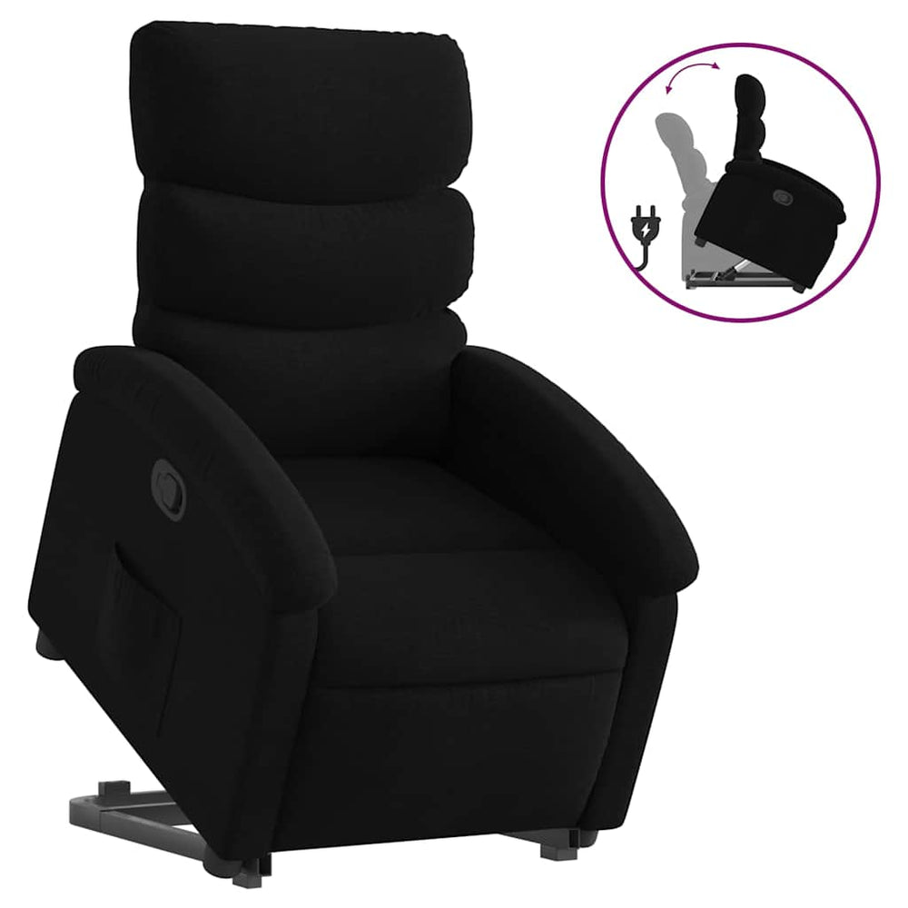 vidaXL Recliner with Lift Function Black Fabric