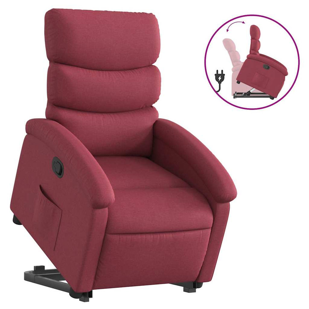 vidaXL Recliner with Lift Function Wine Red Fabric