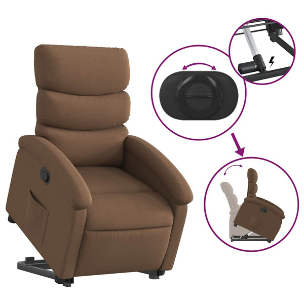 vidaXL Recliner with Lift Function Brown Fabric