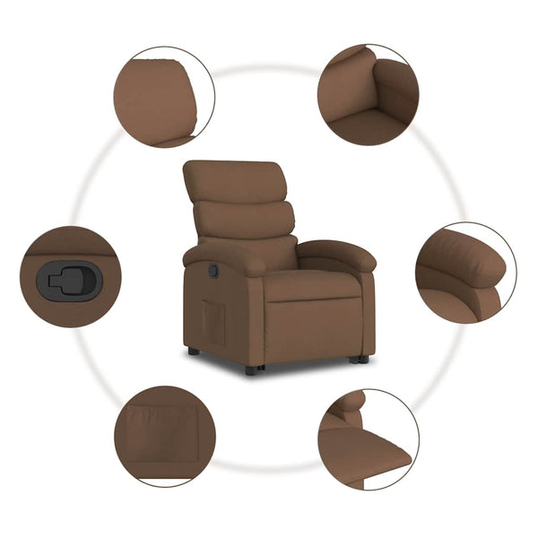 vidaXL Recliner with Lift Function Brown Fabric