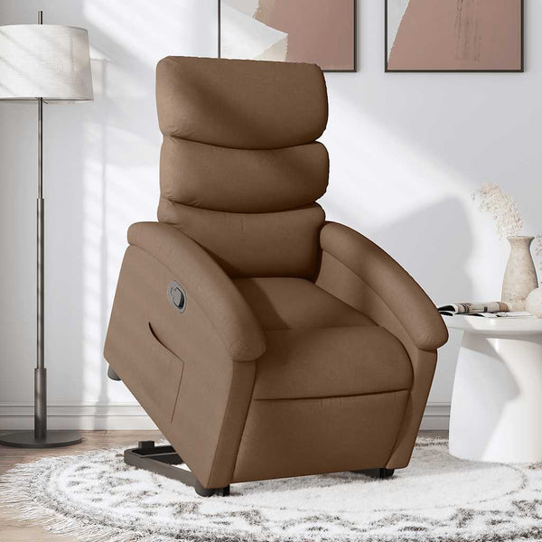 vidaXL Recliner with Lift Function Brown Fabric