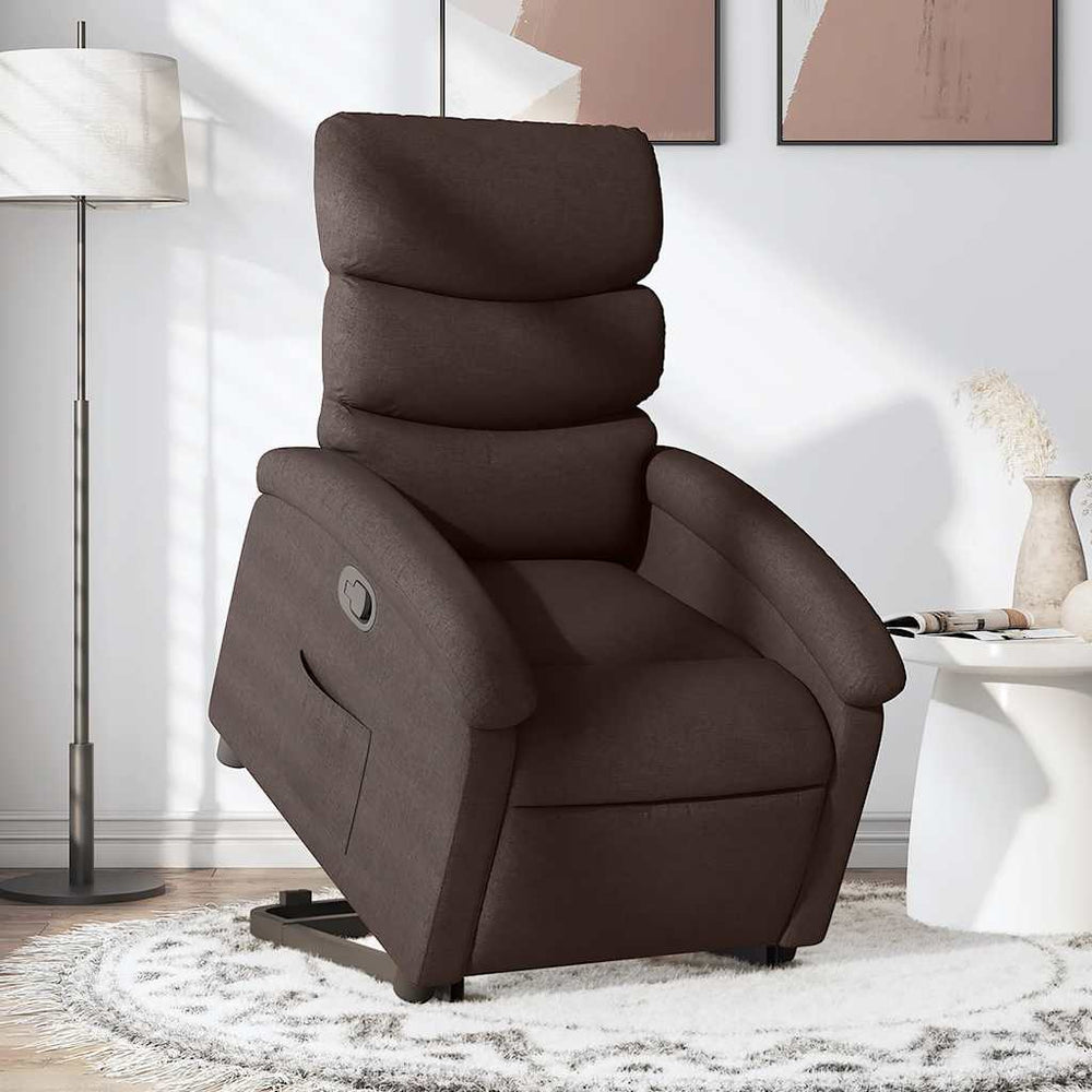 vidaXL Recliner with Lift Function Dark Brown Fabric