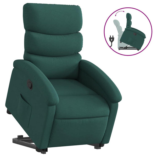 vidaXL Dark Green Fabric Recliner with Lift Assist