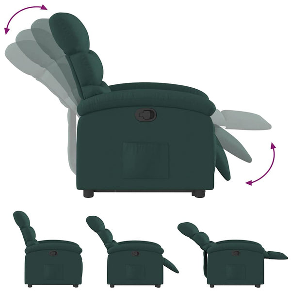 vidaXL Dark Green Fabric Recliner with Lift Assist