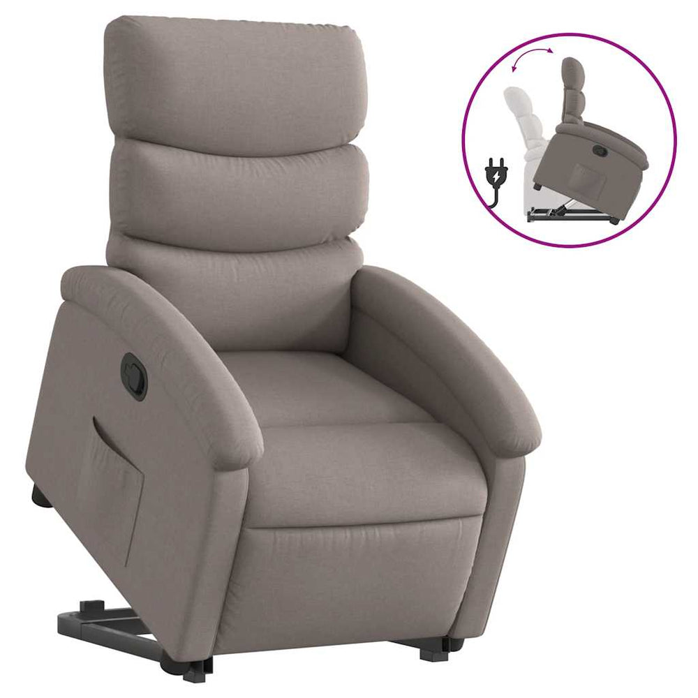 vidaXL Recliner with Lift Assistance Taupe Fabric
