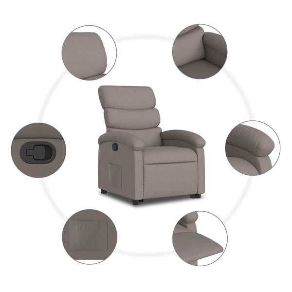 vidaXL Recliner with Lift Assistance Taupe Fabric