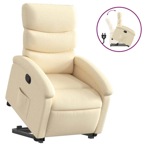 vidaXL Recliner with Lift-up Function Cream Fabric