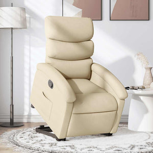 vidaXL Recliner with Lift-up Function Cream Fabric