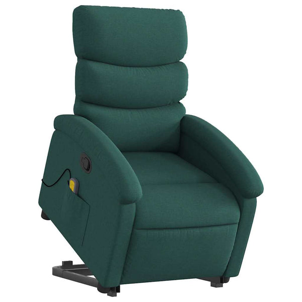 vidaXL Massage Recliner with Lift Function Dark Green Fabric