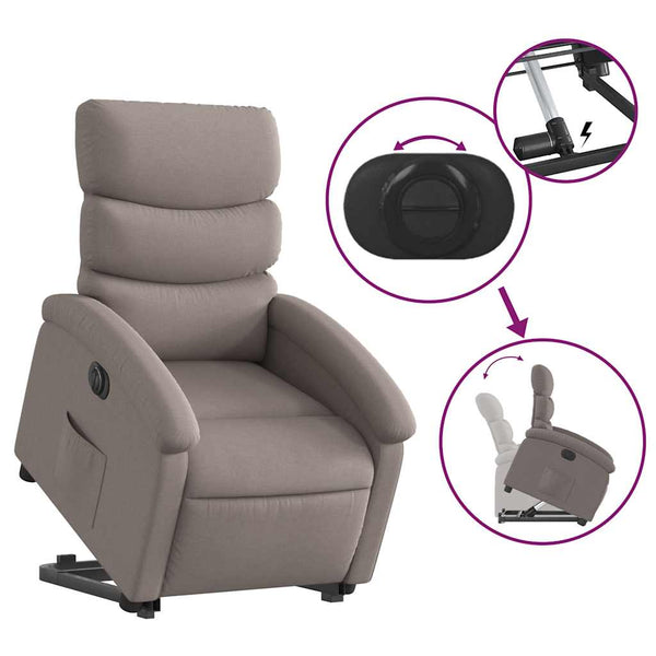 Elektrischer Relaxsessel mit Aufstehhilfe Taupe