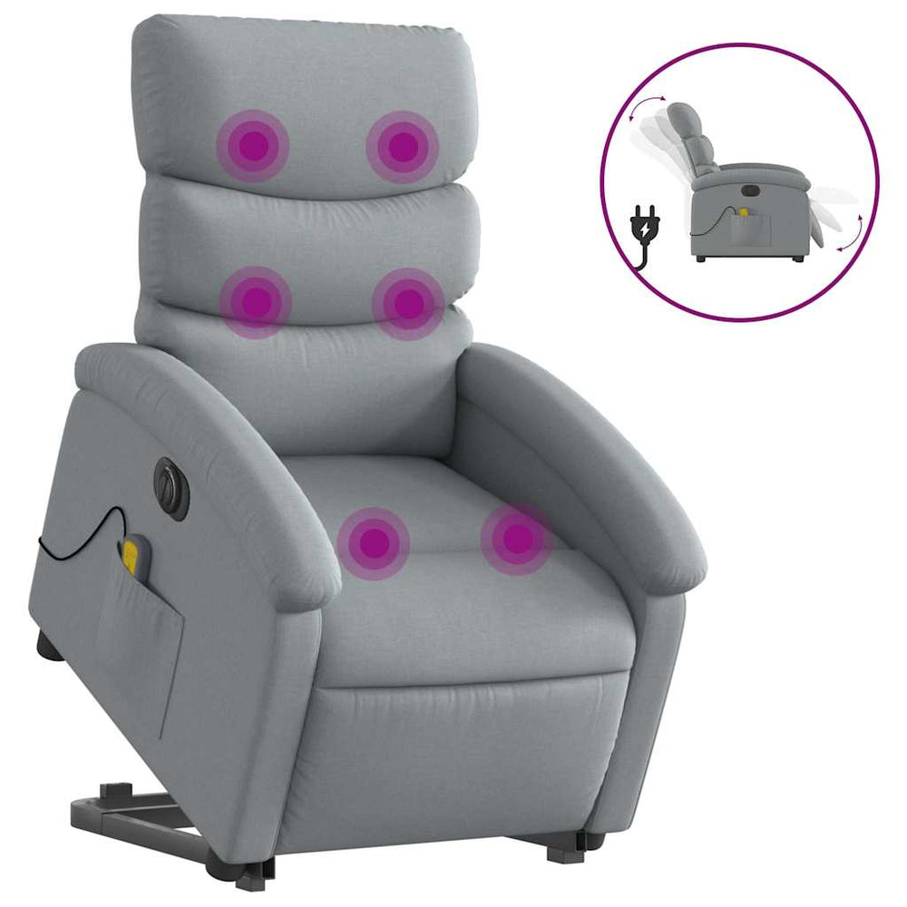 Elektrischer Massagesessel mit Aufstehhilfe Hellgrau