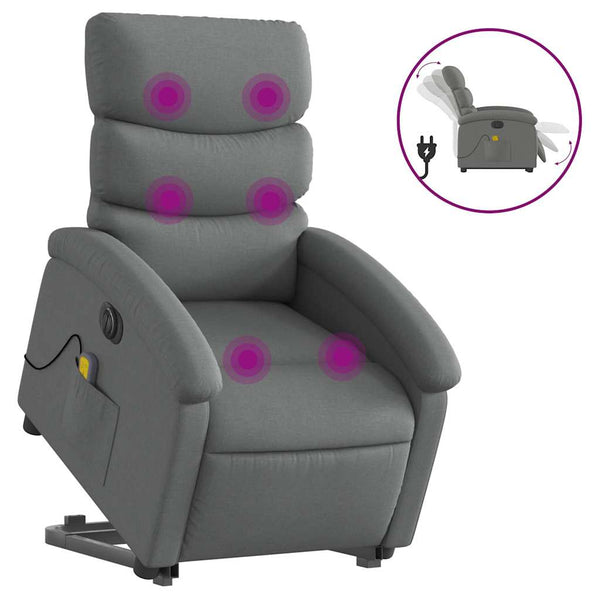 Elektrischer Massagesessel mit Aufstehhilfe Dunkelgrau