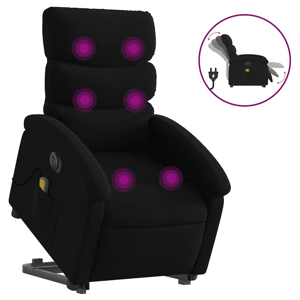 Elektrischer Massagesessel mit Aufstehhilfe Schwarz