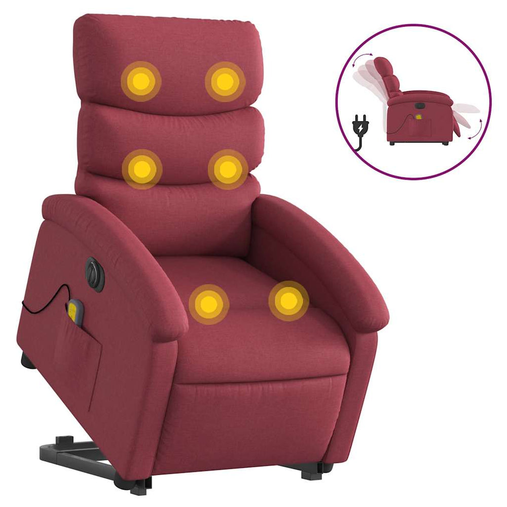 Elektrischer Massagesessel mit Aufstehhilfe Weinrot