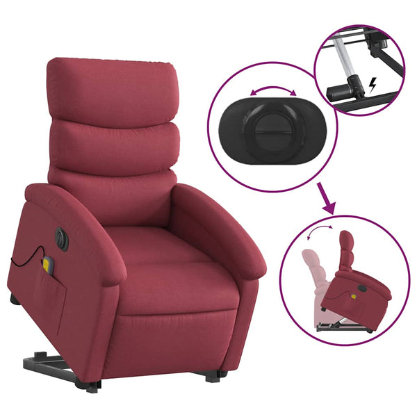 Elektrischer Massagesessel mit Aufstehhilfe Weinrot