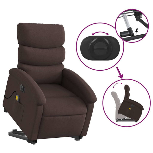 Elektrischer Massagesessel mit Aufstehhilfe Dunkelbraun