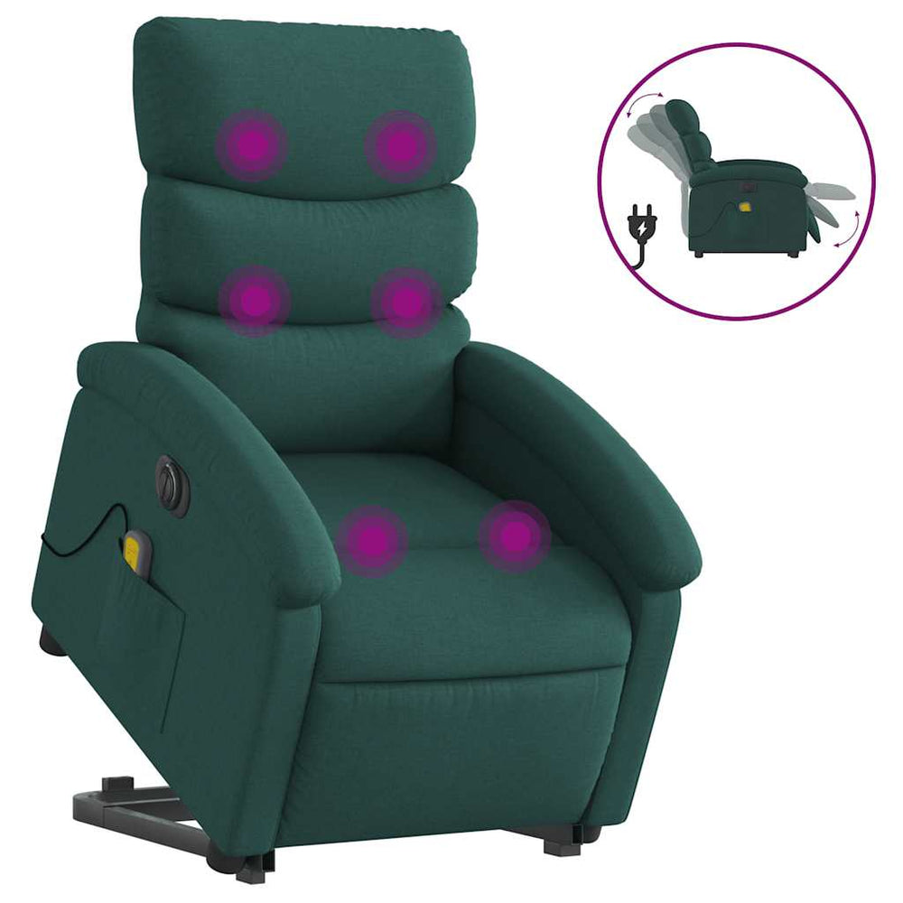 Elektrischer Massagesessel mit Aufstehhilfe Dunkelgrün