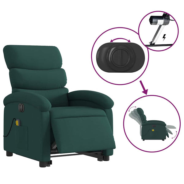Elektrischer Massagesessel mit Aufstehhilfe Dunkelgrün