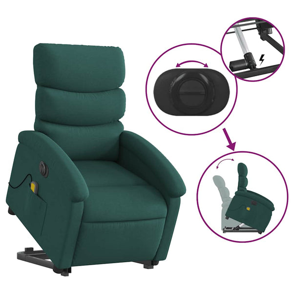 Elektrischer Massagesessel mit Aufstehhilfe Dunkelgrün