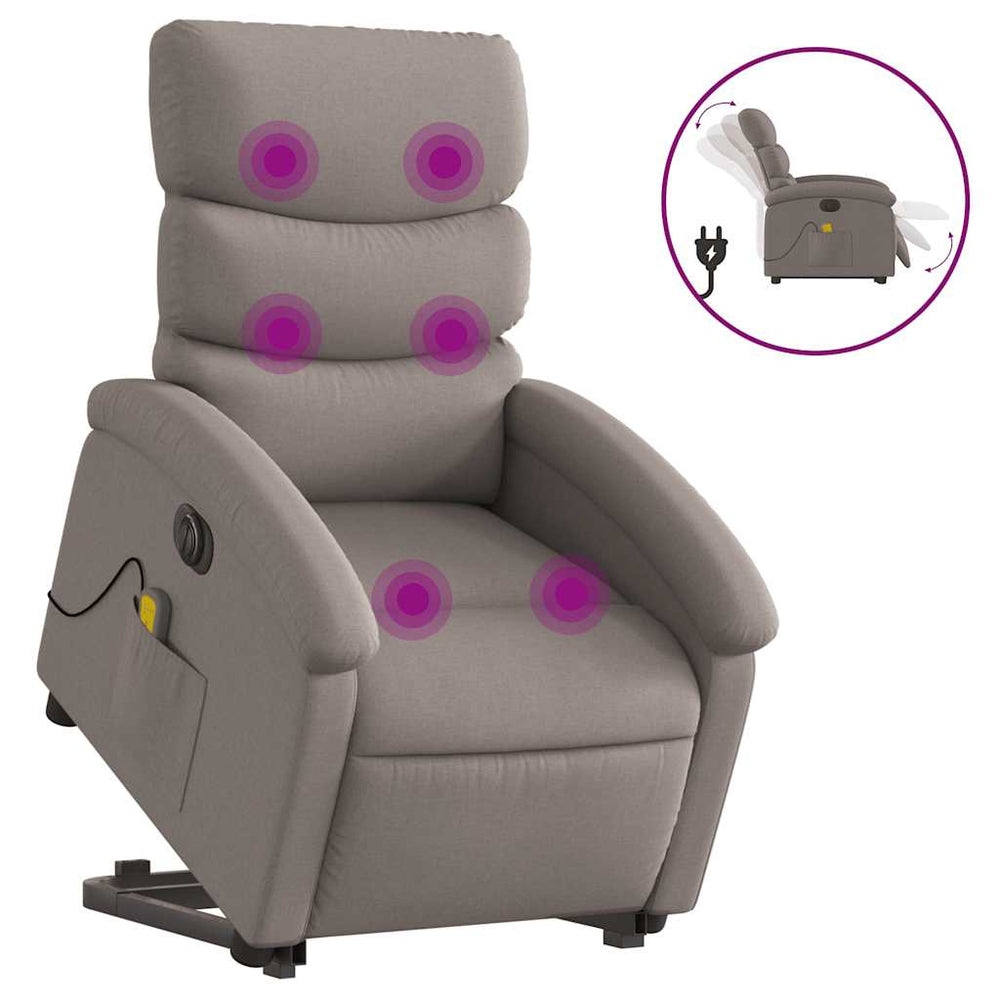 Elektrischer Massagesessel mit Aufstehhilfe Taupe