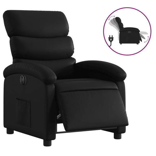 vidaXL Electric Recliner Black Faux Leather
