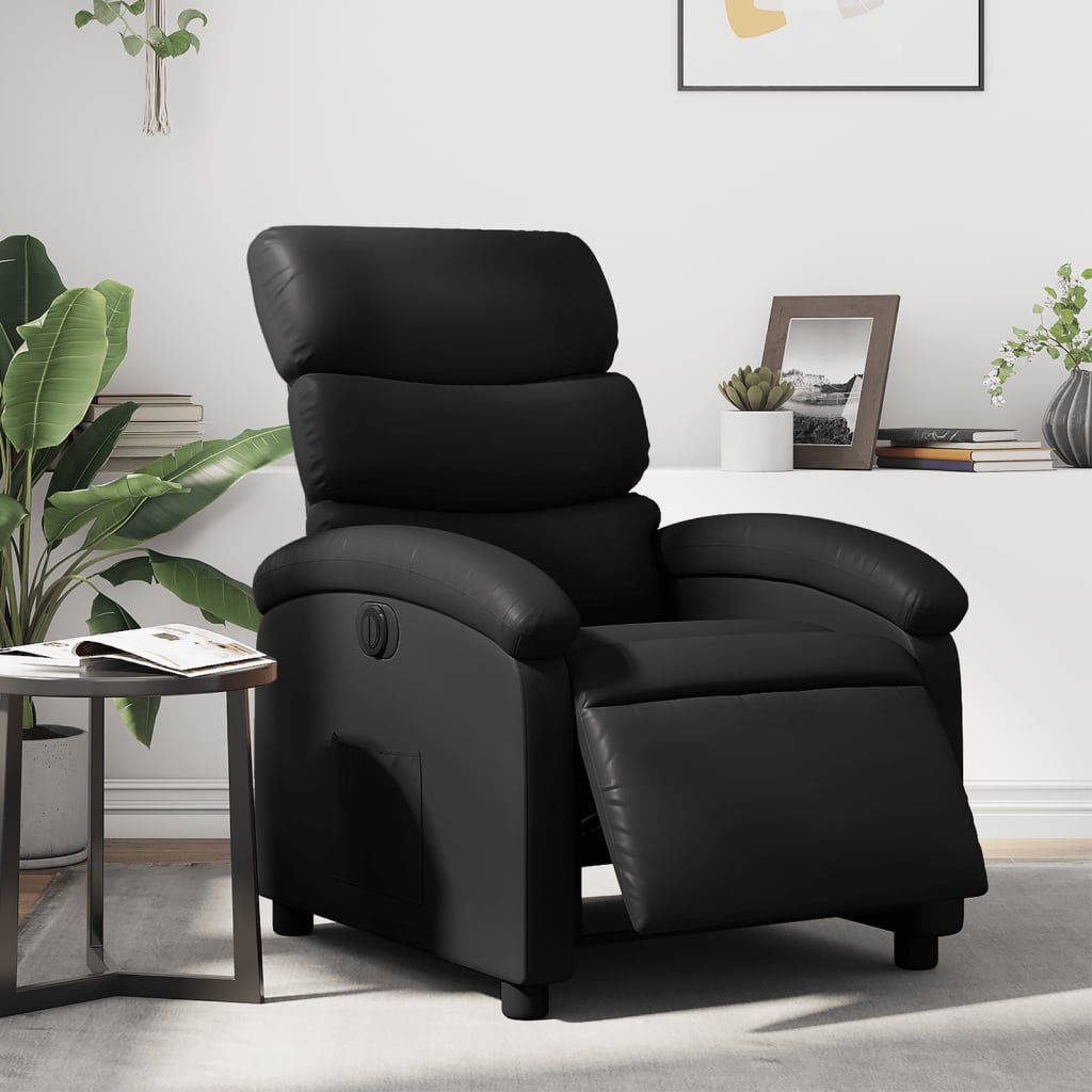vidaXL Electric Recliner Black Faux Leather
