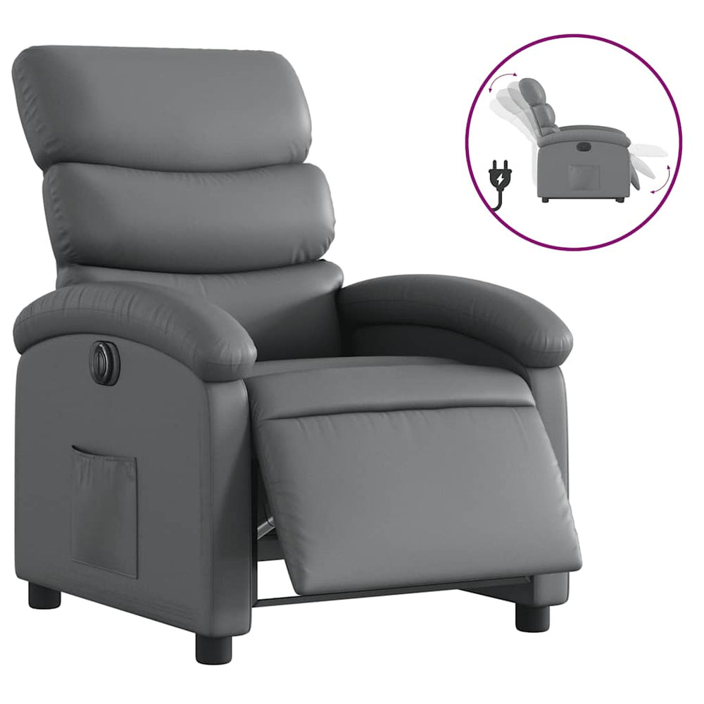 vidaXL Electric Recliner Grey Faux Leather