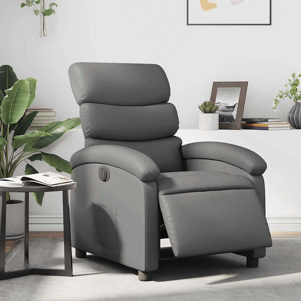 vidaXL Electric Recliner Grey Faux Leather