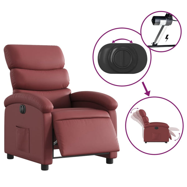 vidaXL Electric Recliner Wine Red Faux Leather