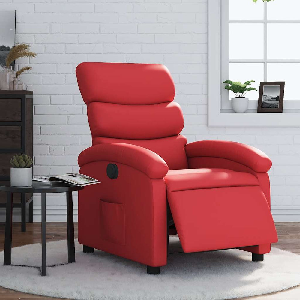 Elektrischer Relaxsessel Rot Kunstleder
