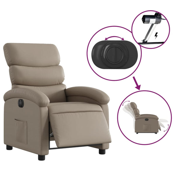 vidaXL Electric Recliner Cappuccino Brown Faux Leather