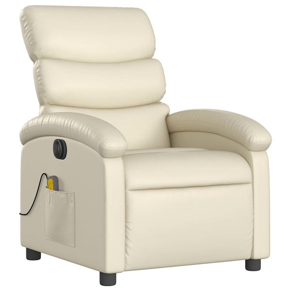 vidaXL Electric Massage Armchair Cream Faux Leather