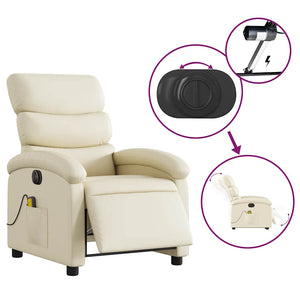 vidaXL Electric Massage Armchair Cream Faux Leather