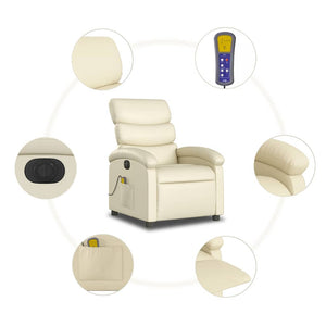 vidaXL Electric Massage Armchair Cream Faux Leather