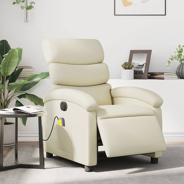 vidaXL Electric Massage Armchair Cream Faux Leather