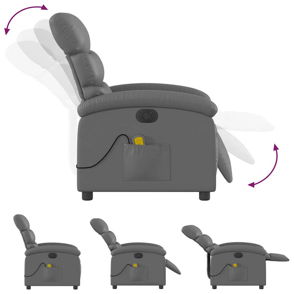 vidaXL Electric Massage Chair Grey Faux Leather