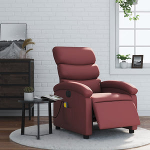 vidaXL Electric Massage Recliner Wine Red Faux Leather