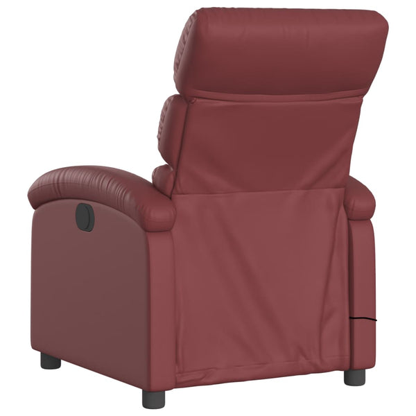 vidaXL Electric Massage Recliner Wine Red Faux Leather