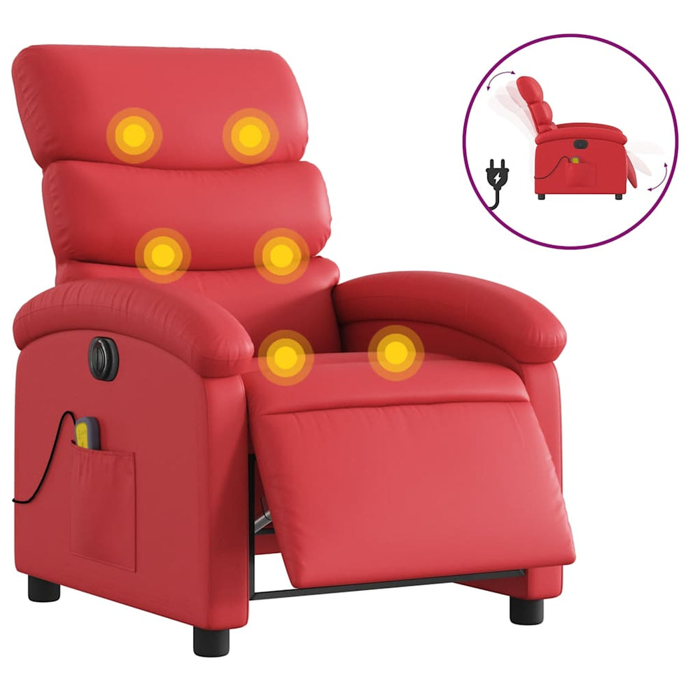 Elektrischer Massagesessel Rot Kunstleder