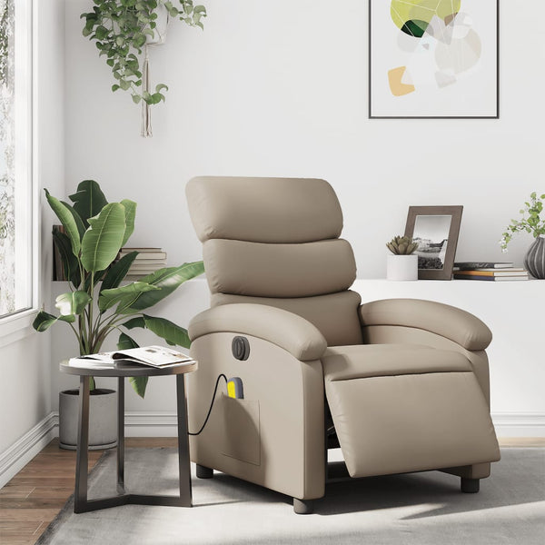vidaXL Electric Massage Recliner Cappuccino Brown Faux Leather