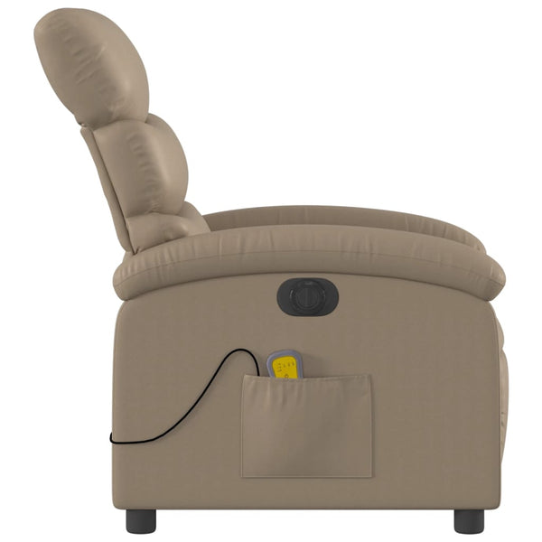 vidaXL Electric Massage Recliner Cappuccino Brown Faux Leather