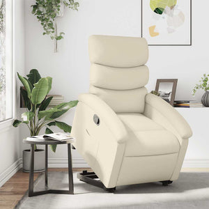 Relaxsessel mit Aufstehhilfe Creme Kunstleder
