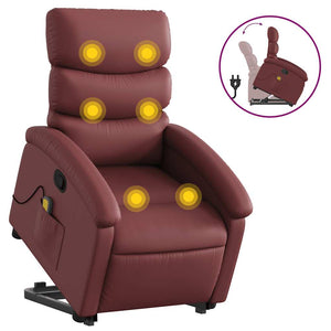 vidaXL Massage Recliner with Lift Function Wine Red Faux Leather