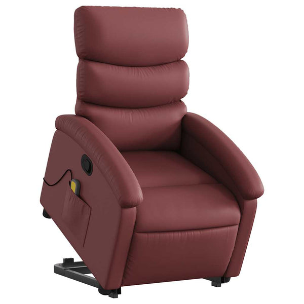 vidaXL Massage Recliner with Lift Function Wine Red Faux Leather