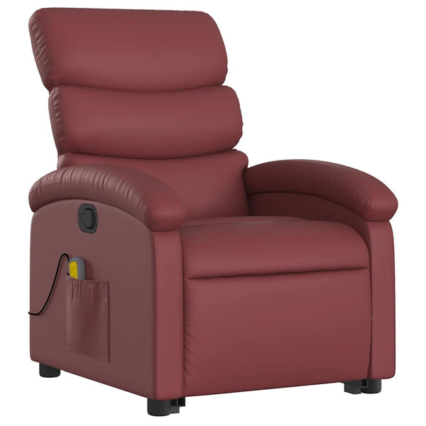 vidaXL Massage Recliner with Lift Function Wine Red Faux Leather
